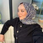 Dior Desenli İpek Kaşmir Çift Taraflı Şal 78002 - Vizon/ Lacivert