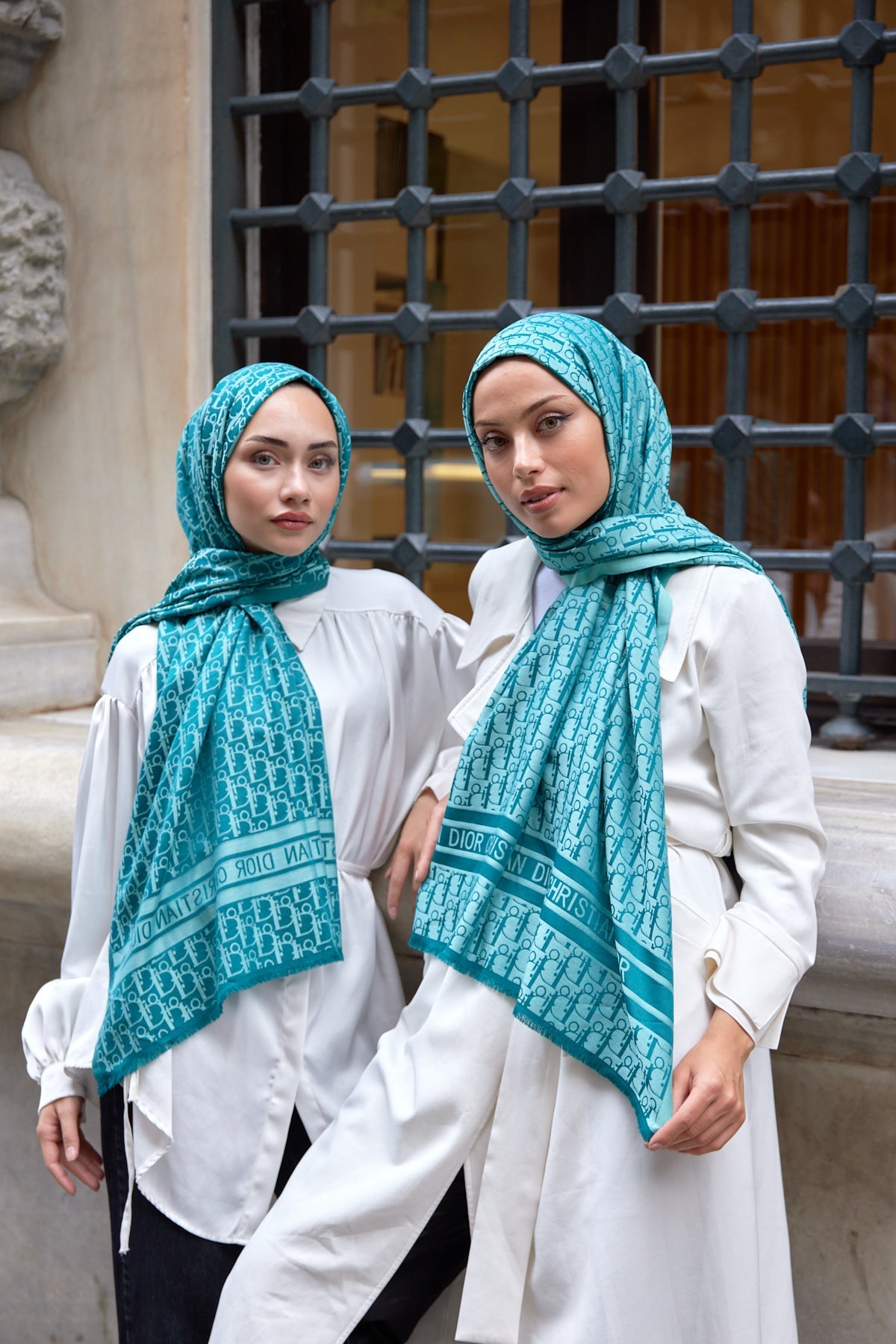 D'OR DESENLİ İPEK KAŞMİR ÇİFT TARAFLI ŞAL - Mint - Organic ScarfsOrganic Scarfs