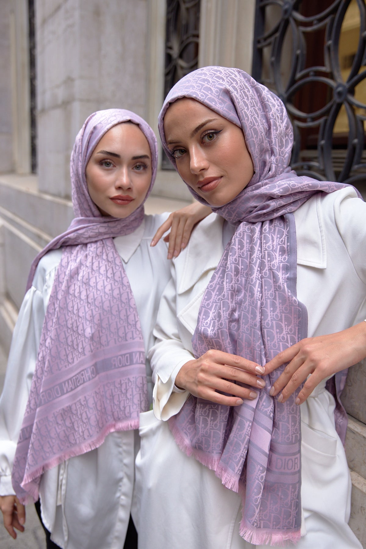 D'OR DESENLİ İPEK KAŞMİR ÇİFT TARAFLI ŞAL - Pudra - Organic ScarfsOrganic Scarfs