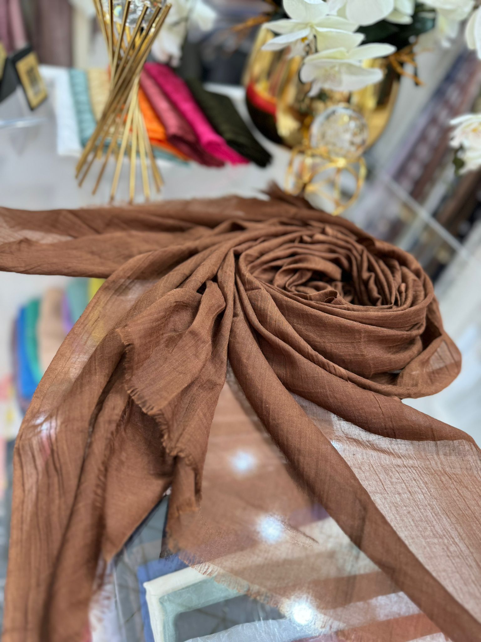 Dubai İpeği Şal -BAKIR - Organic ScarfsOrganic Scarfs