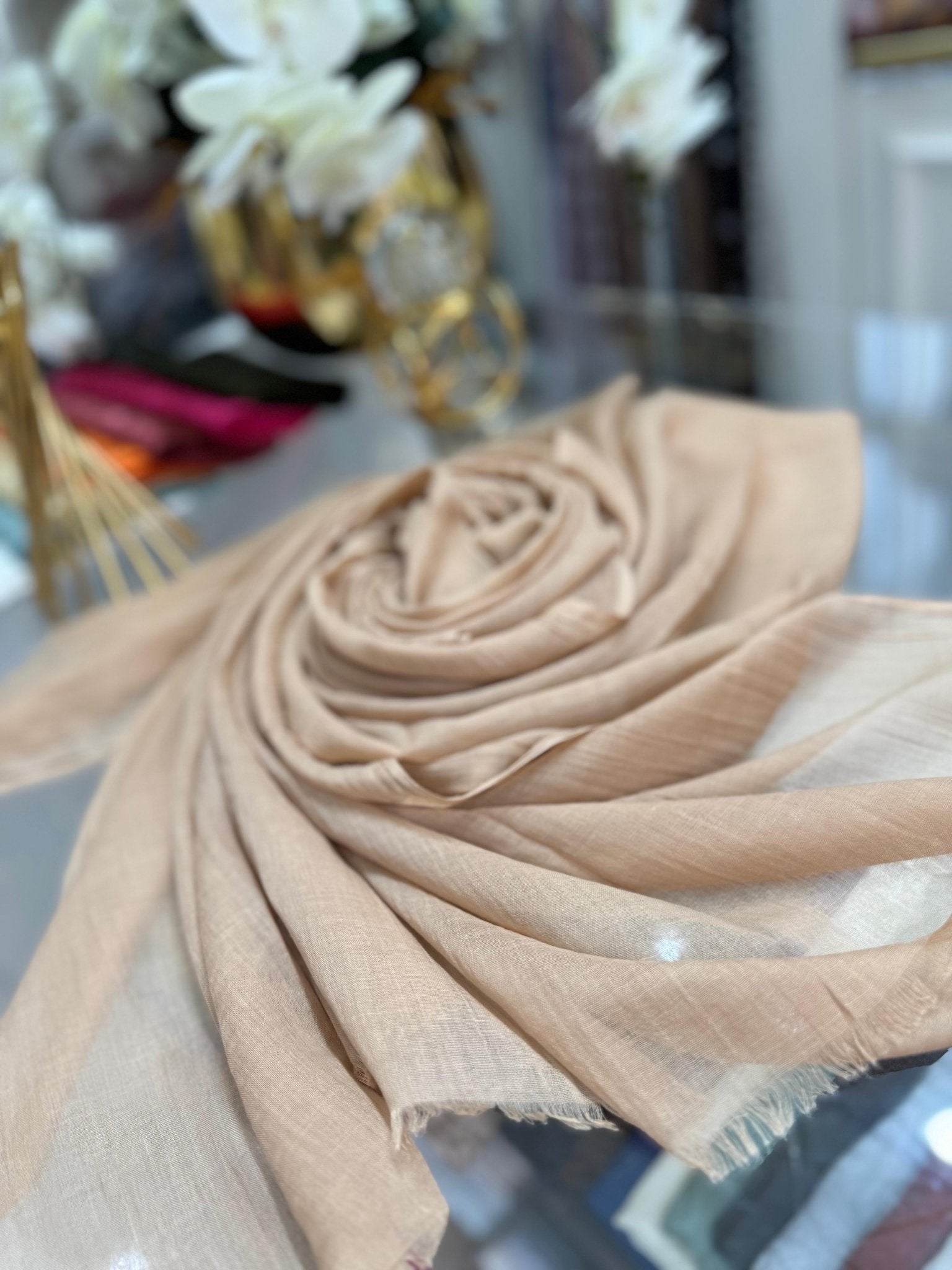 Dubai İpeği Şal - Bej - Organic ScarfsOrganic Scarfs
