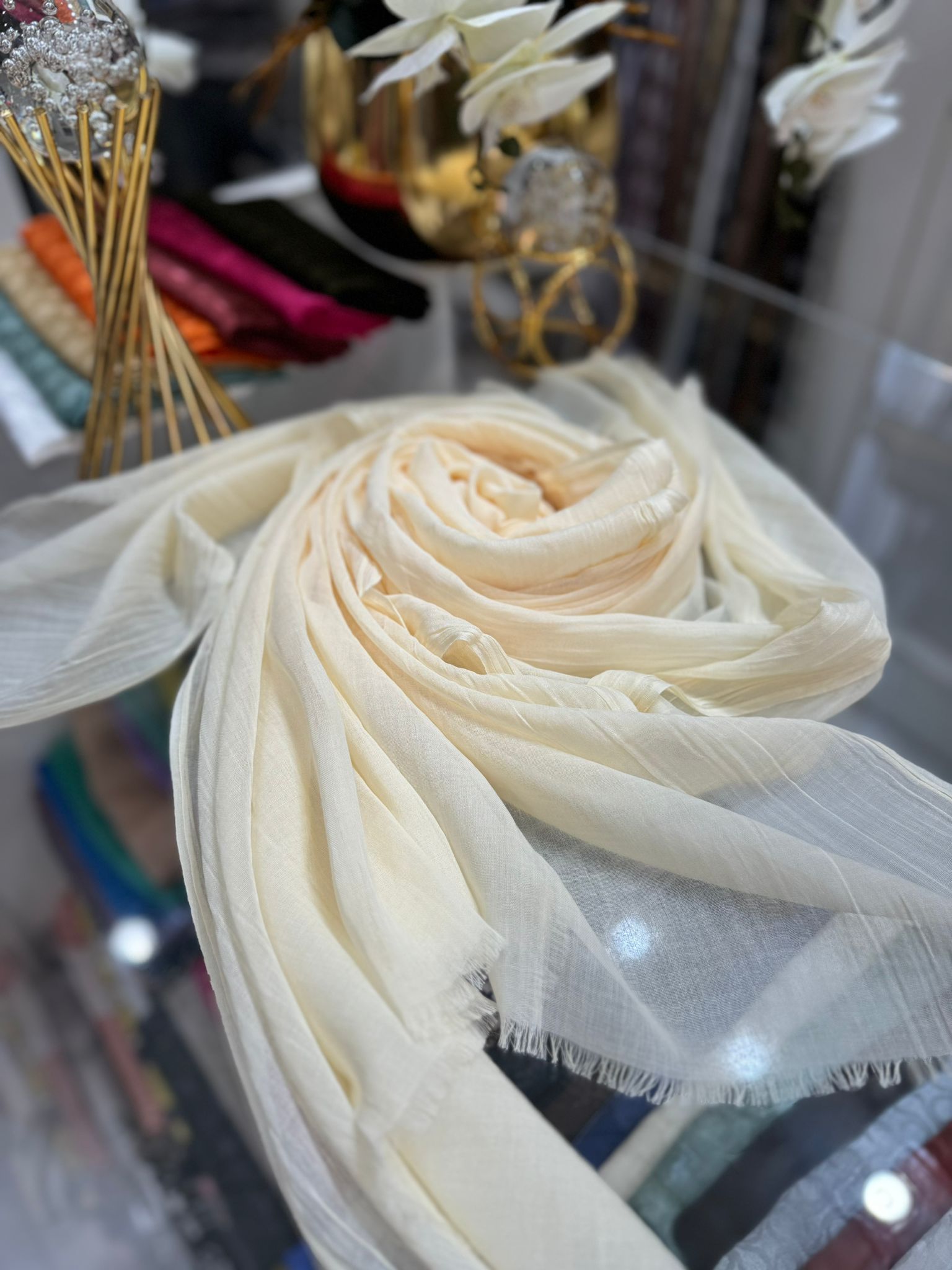 Dubai İpeği Şal - EKRU - Organic ScarfsOrganic Scarfs