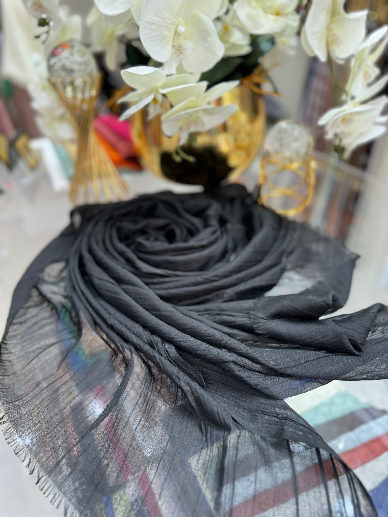 Dubai İpeği Şal - SİYAH - Organic ScarfsOrganic Scarfs