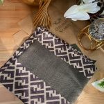 F Desen % 100 Kaşmir Eşarp - Koyu Haki