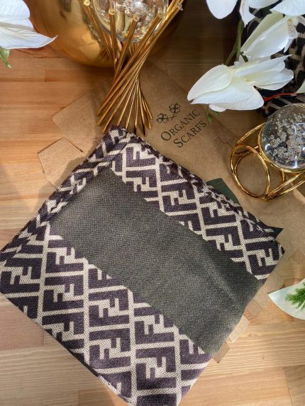 F Desen % 100 Kaşmir Eşarp - Koyu Haki - Organic ScarfsOrganic Scarfs