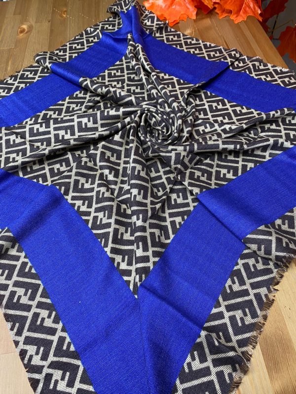 F Desen % 100 Kaşmir Eşarp - Saks - Organic ScarfsOrganic Scarfs