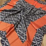 F Desen % 100 Kaşmir Eşarp - Turuncu