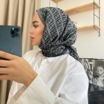 F Desenli İpek Kaşmir Çift Taraflı Şal 78001 - Antrasit