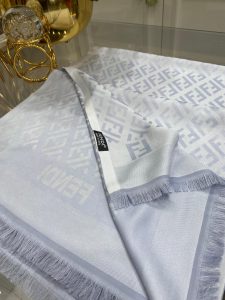 F Desenli İpek Kaşmir Çift Taraflı Şal 78001- Gümüş/ Gri