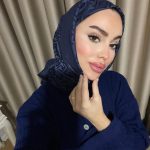 F Desenli İpek Kaşmir Çift taraflı Şal 78001 - Lacivert