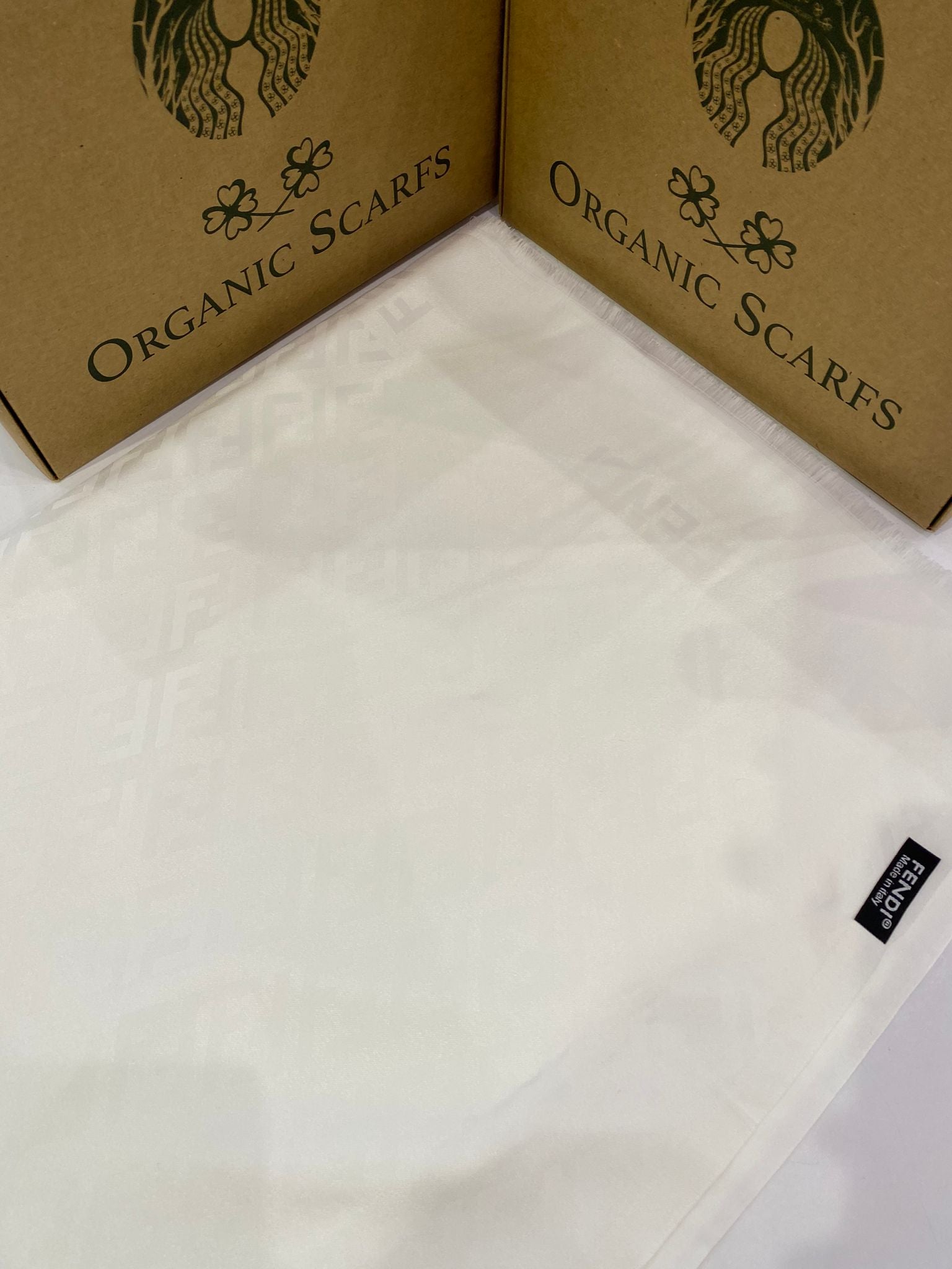 F Desenli İthal Pamuk Jakar Eşarp - Ekru - Organic ScarfsOrganic Scarfs