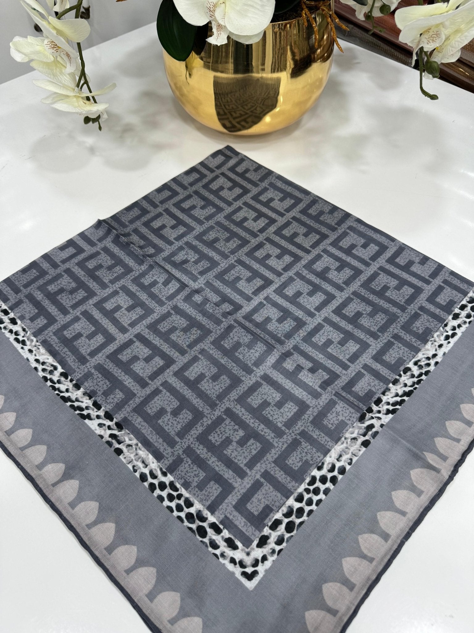 Fendi Bahar Esintisi Pamuk Keten Eşarp - Gri - Organic ScarfsOrganic Scarfs