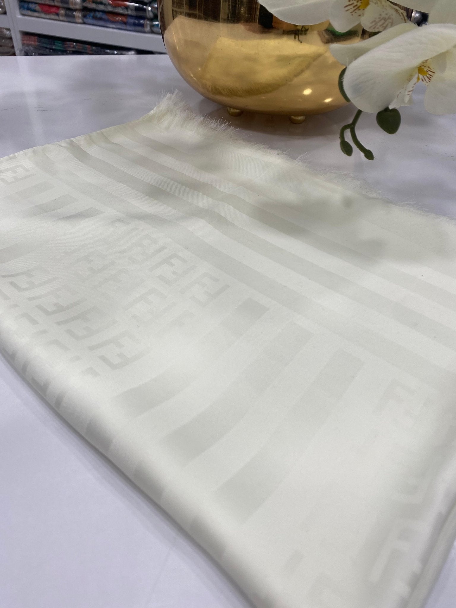 Fendi Pamuklu İpek Jakar Şal - Ekru - Organic ScarfsOrganic Scarfs