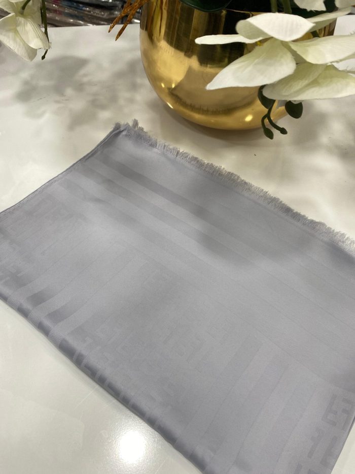 Fendi Pamuklu İpek Jakar Şal - Gri - Organic ScarfsOrganic Scarfs