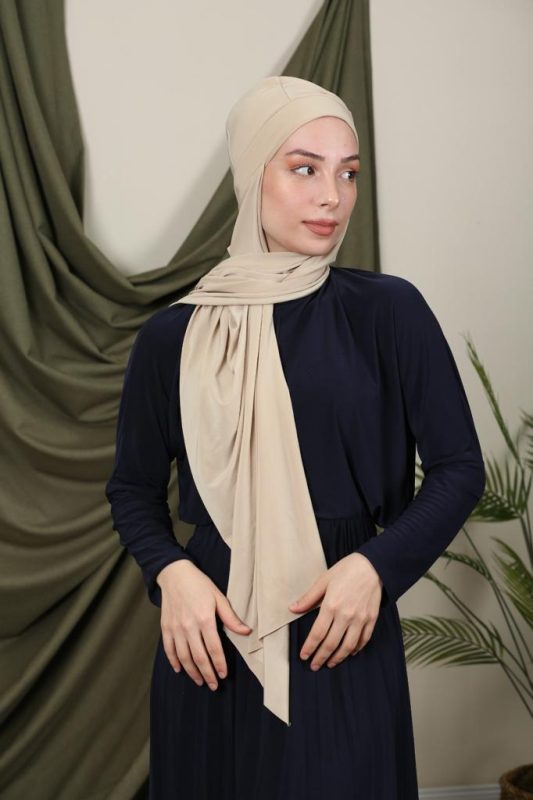 Fransız Şapka Şal - Bej - Organic ScarfsOrganic Scarfs