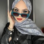 G Desen Pamuk Jakar Şal - Füme