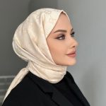 G Desenli İpek Kaşmir Çift Taraflı Şal 440344 - Bej