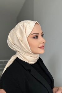 G Desenli İpek Kaşmir Çift Taraflı Şal 440344 - Bej