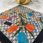 Gucci Bahar Esintisi Pamuk Keten Eşarp - Siyah Kopyası