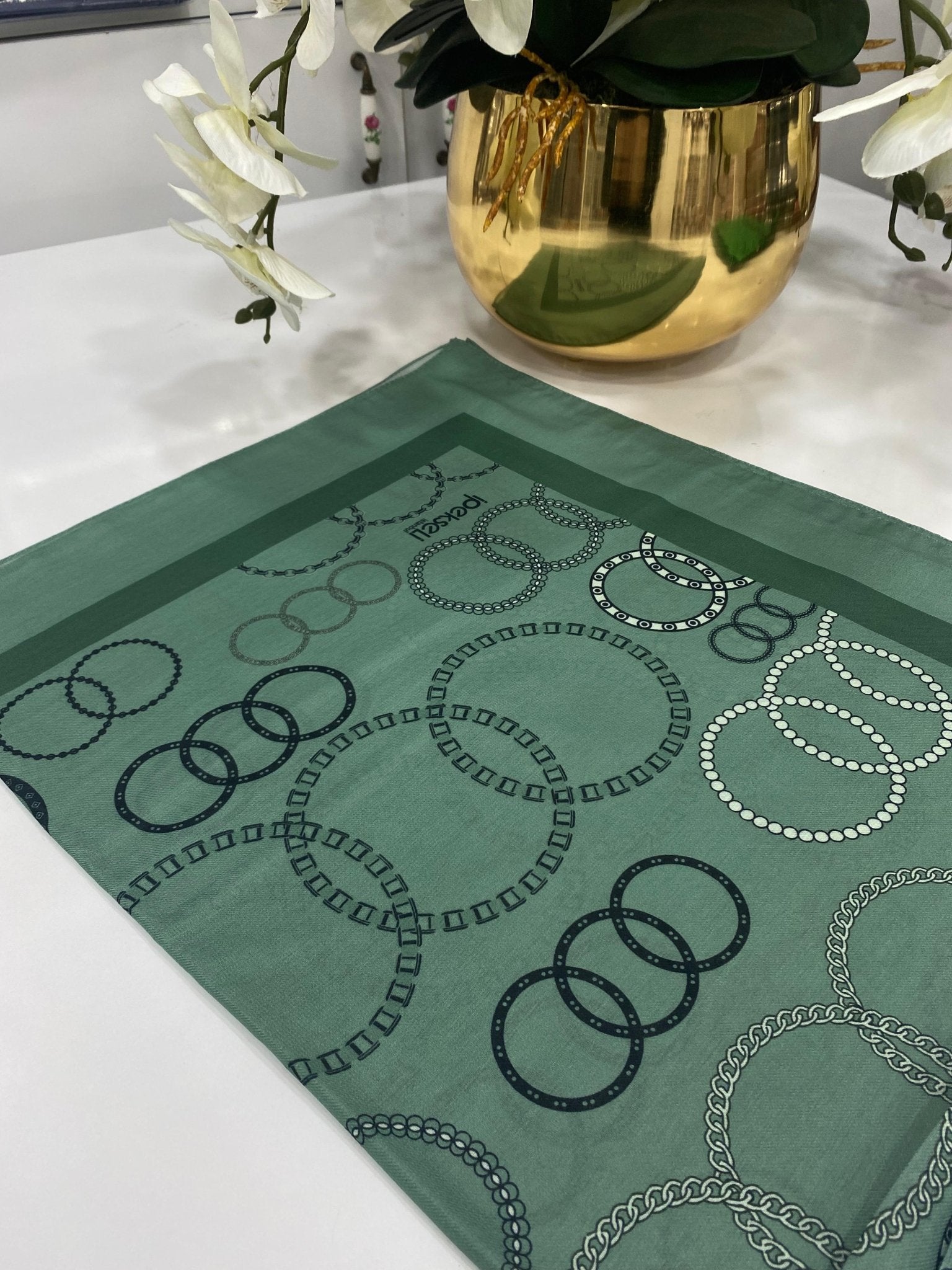 Halka Desen Pamuk Şal - Mint - Organic ScarfsOrganic Scarfs