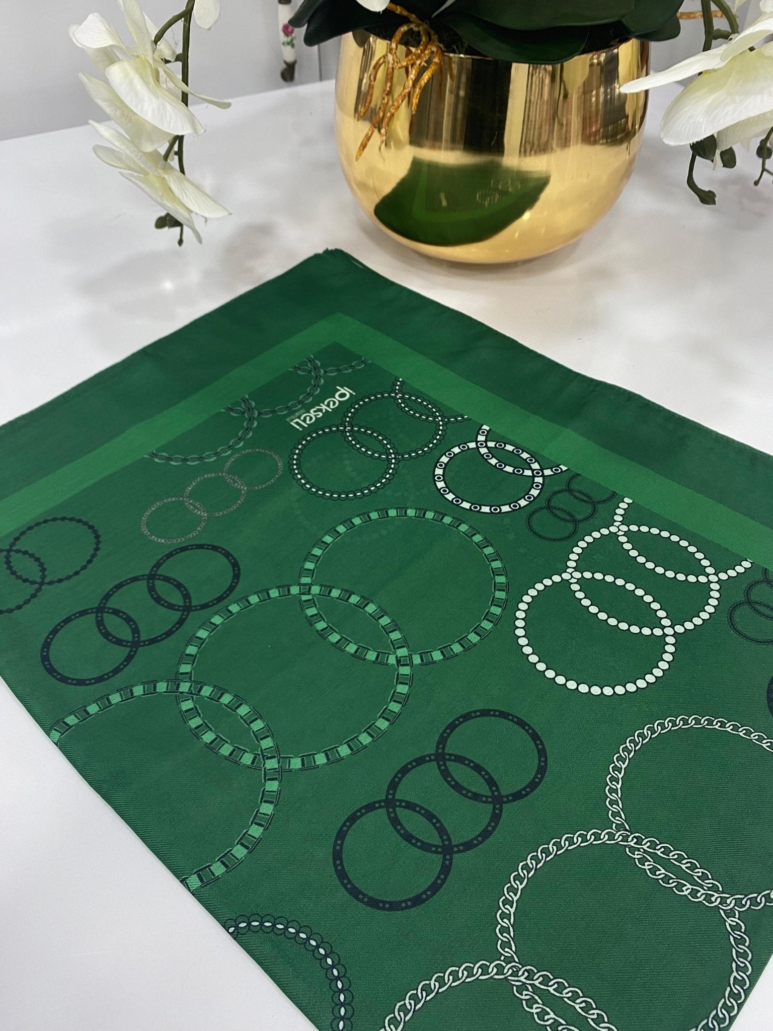 Halka Desen Pamuk Şal - Zümrüt - Organic ScarfsOrganic Scarfs