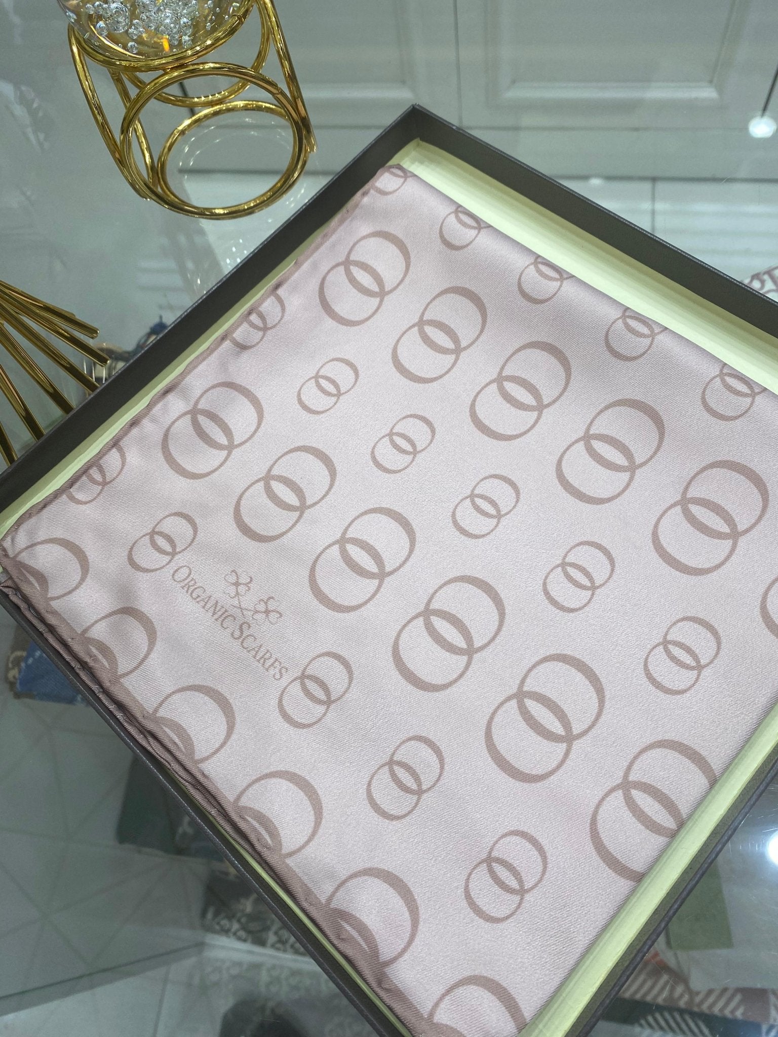 Halka Desen Twill İpek Eşarp - Pamuk Şekeri - Organic ScarfsOrganic Scarfs