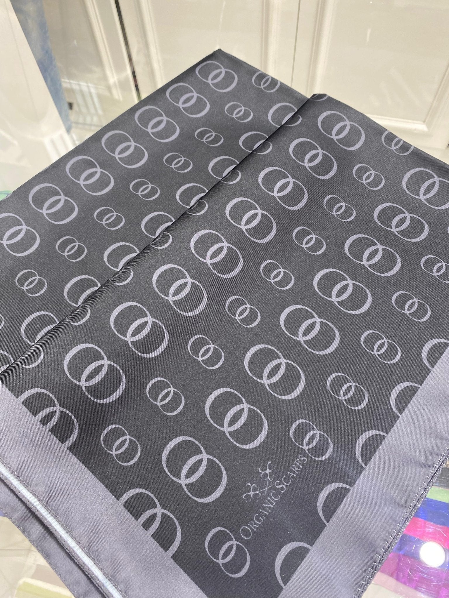 Halka Desen Twill İpek Şal - Antrasit - Organic ScarfsOrganic Scarfs