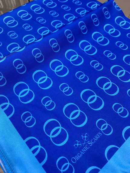 Halka Desen Twill İpek Şal - Saks - Organic ScarfsOrganic Scarfs