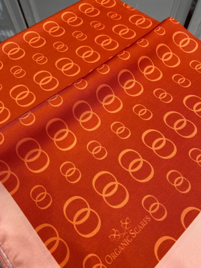 Halka Desen Twill İpek Şal - Turuncu - Organic ScarfsOrganic Scarfs
