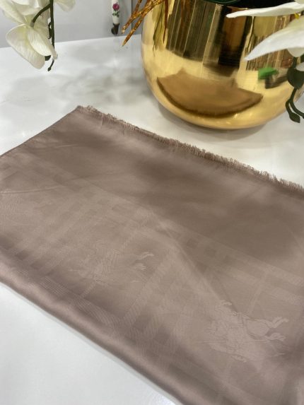 Hermes Desenli İpeksi Jakar Şal - Vizon - Organic ScarfsOrganic Scarfs