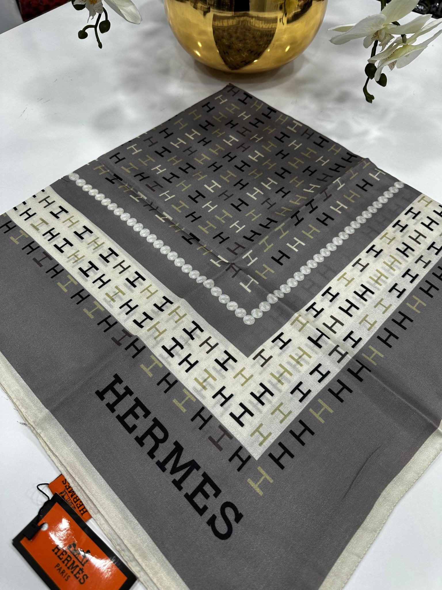 Hermes İpek Eşarp - Antrasit - Organic ScarfsOrganic Scarfs