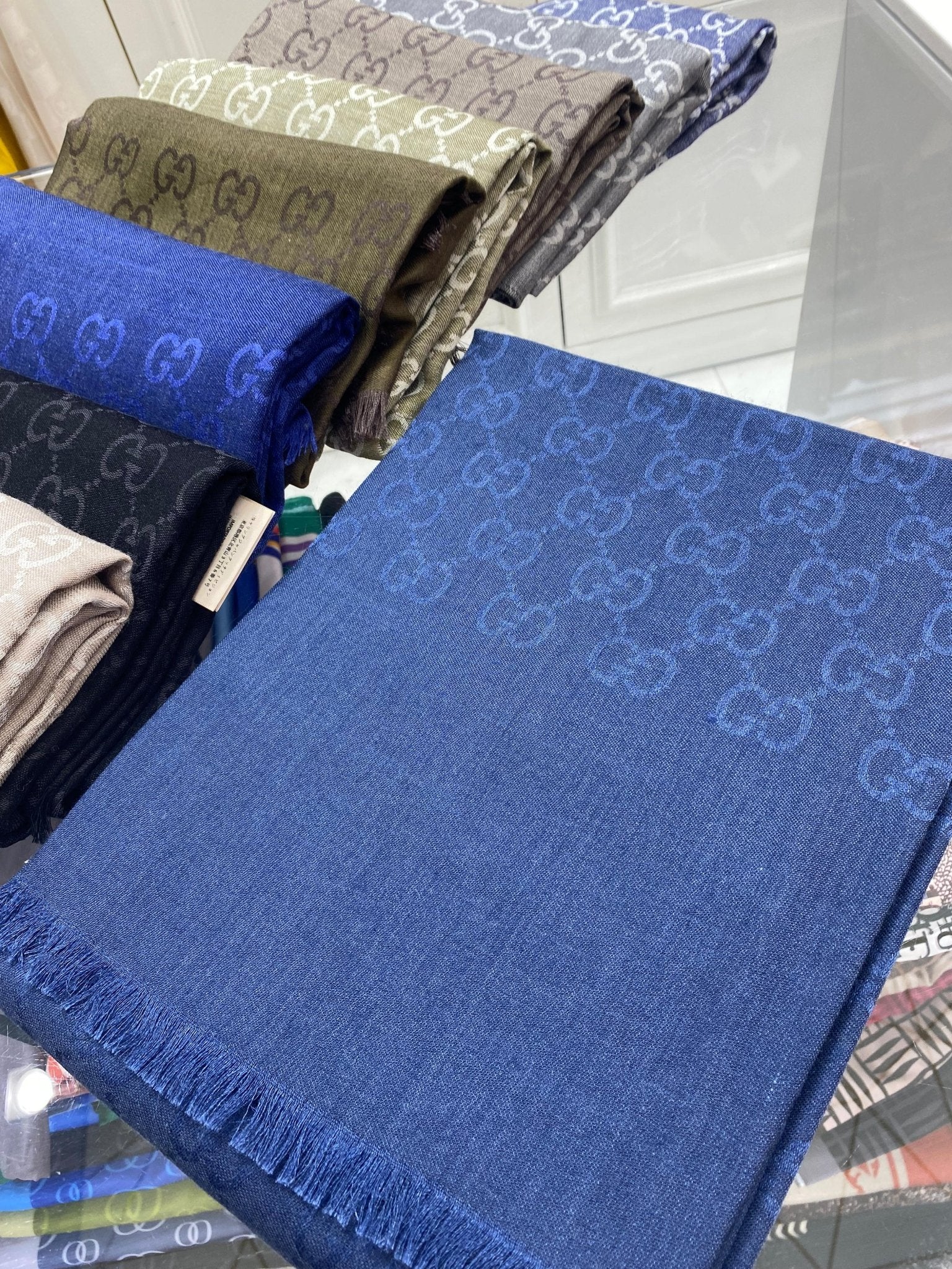 İTHAL A+++ Yün İpek Çift Taraflı Marka Şal - Lacivert - Organic ScarfsOrganic Scarfs