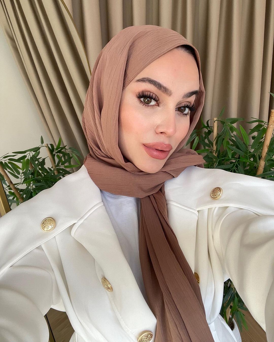 İthal Medine İpeği Krinkıl Şal - Kahve - Organic ScarfsOrganic Scarfs