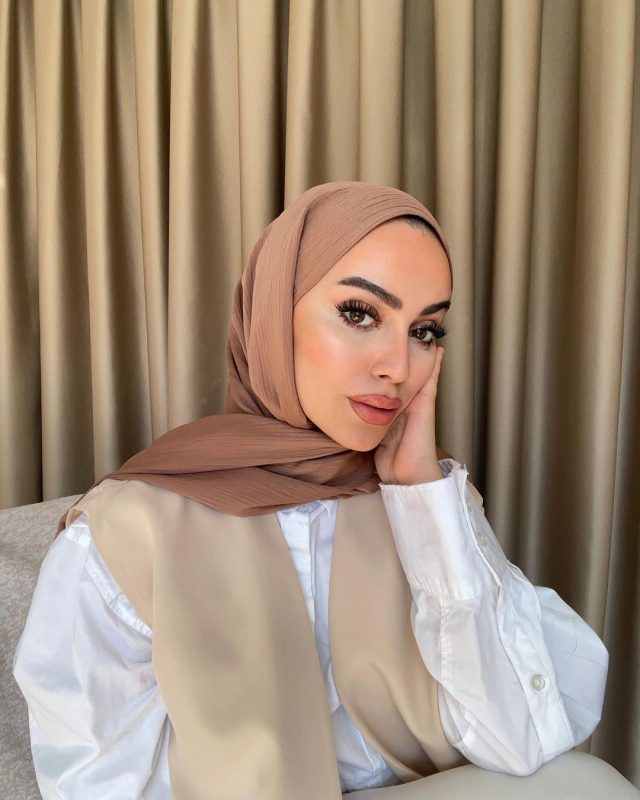 İthal Medine İpeği Krinkıl Şal - Sütlü Kahve - Organic ScarfsOrganic Scarfs