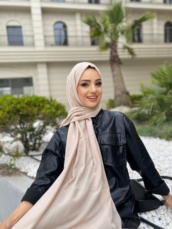 İthal Pamuk Soft Krinkıl Şal - Bej - Organic ScarfsOrganic Scarfs