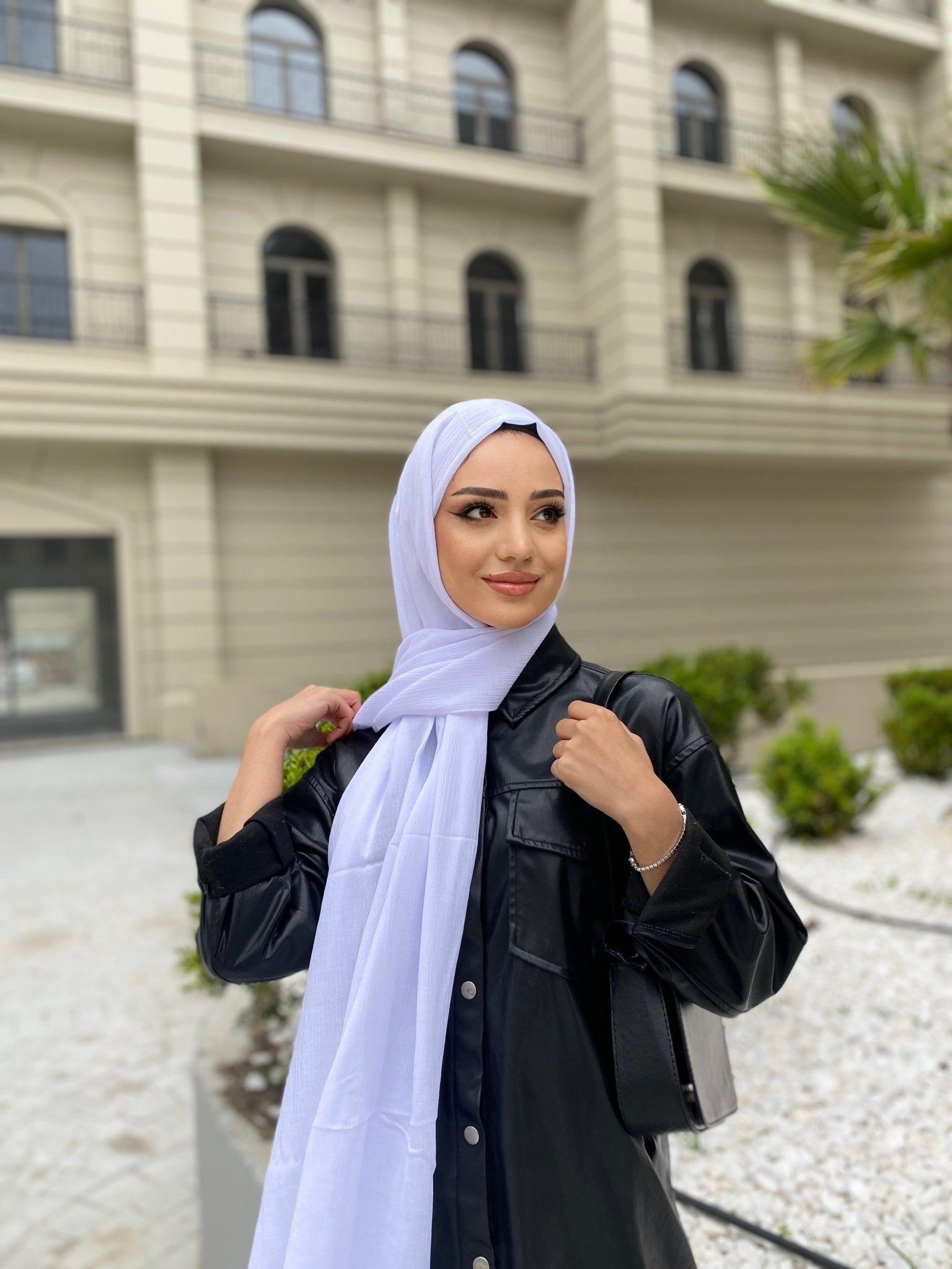 İthal Pamuk Soft Krinkıl Şal - Beyaz - Organic ScarfsOrganic Scarfs