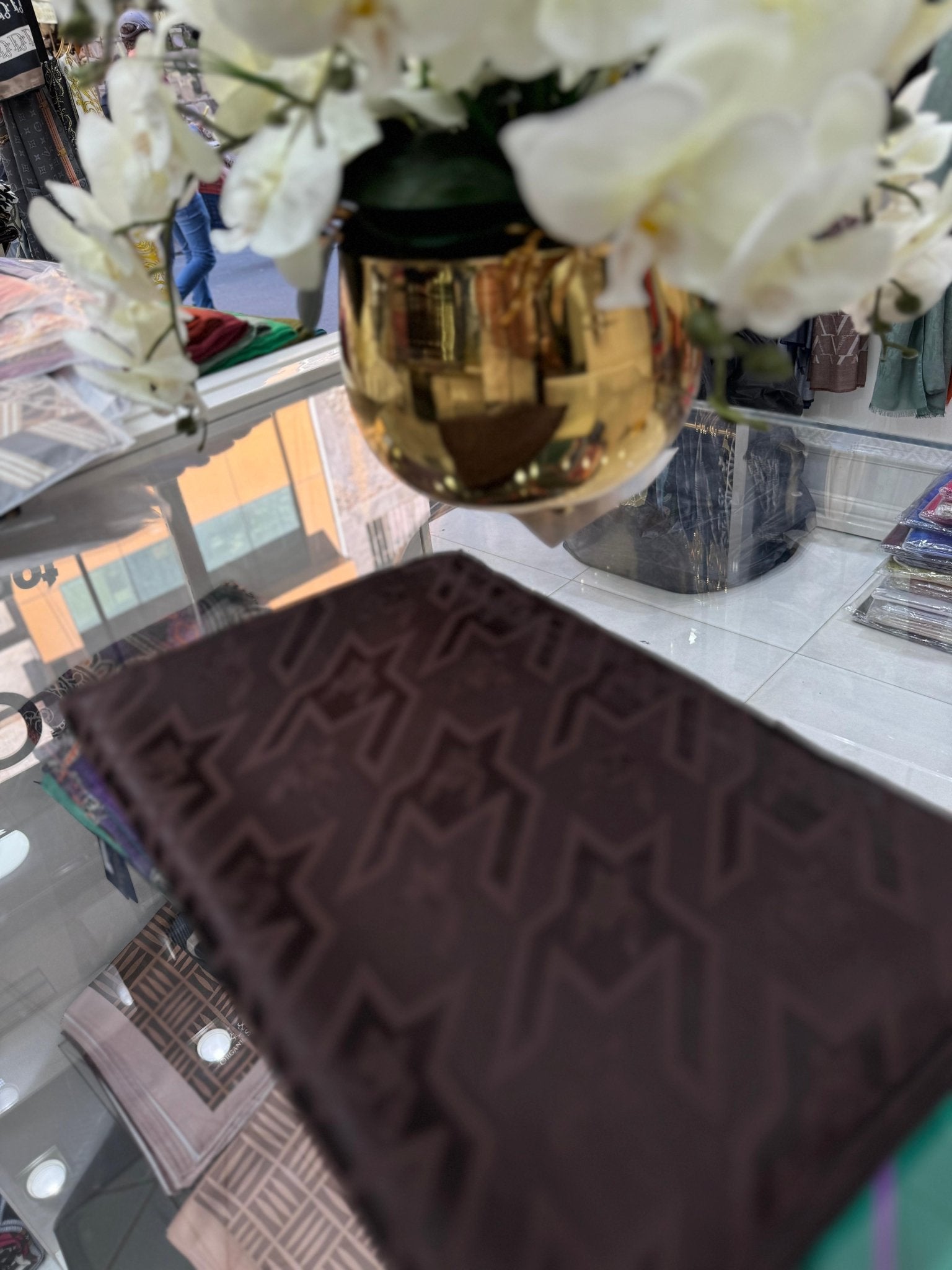 Kazayağı Big Desen Jakar Şal - Acı Kahve - Organic ScarfsOrganic Scarfs