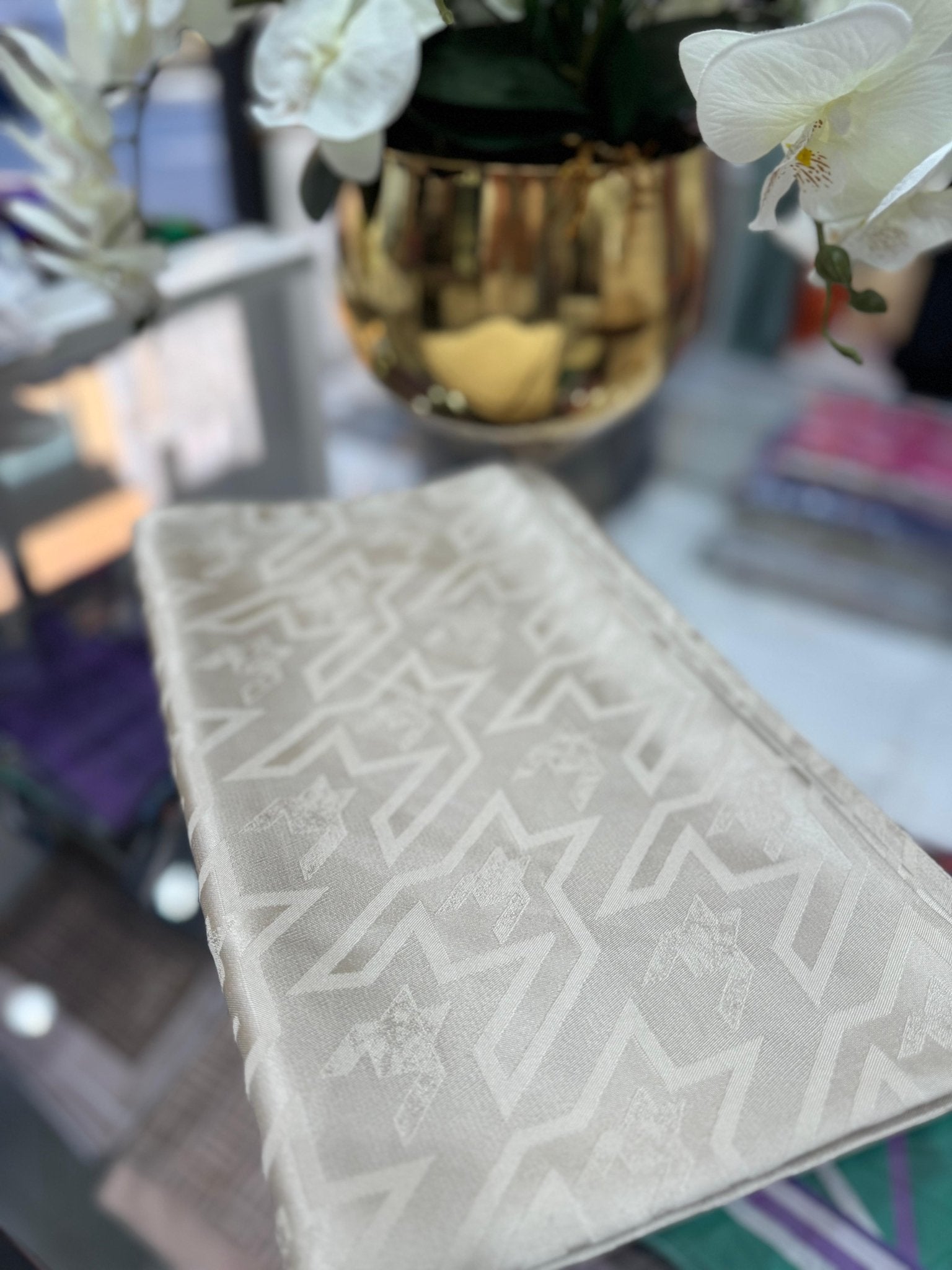 Kazayağı Big Desen Jakar Şal - Bej - Organic ScarfsOrganic Scarfs