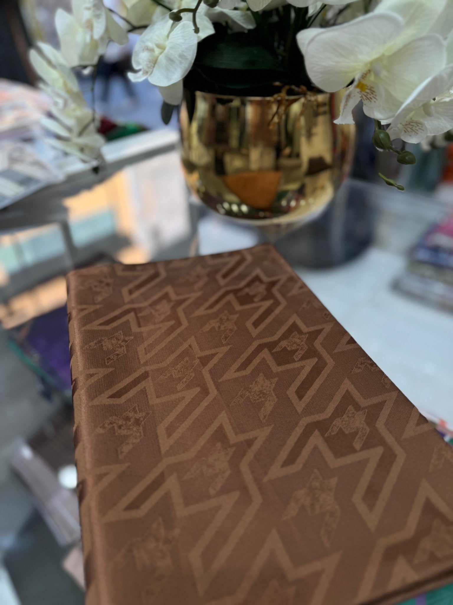 Kazayağı Big Desen Jakar Şal - Çikolata - Organic ScarfsOrganic Scarfs