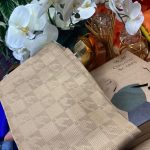 Kazayağı Damalı Desen Pamuk İpek Jakar Şal - Vizon