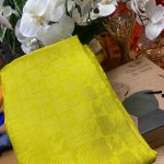 Kazayağı Damalı Desen Pamuk İpek Jakar Şal - Yağ Yeşili