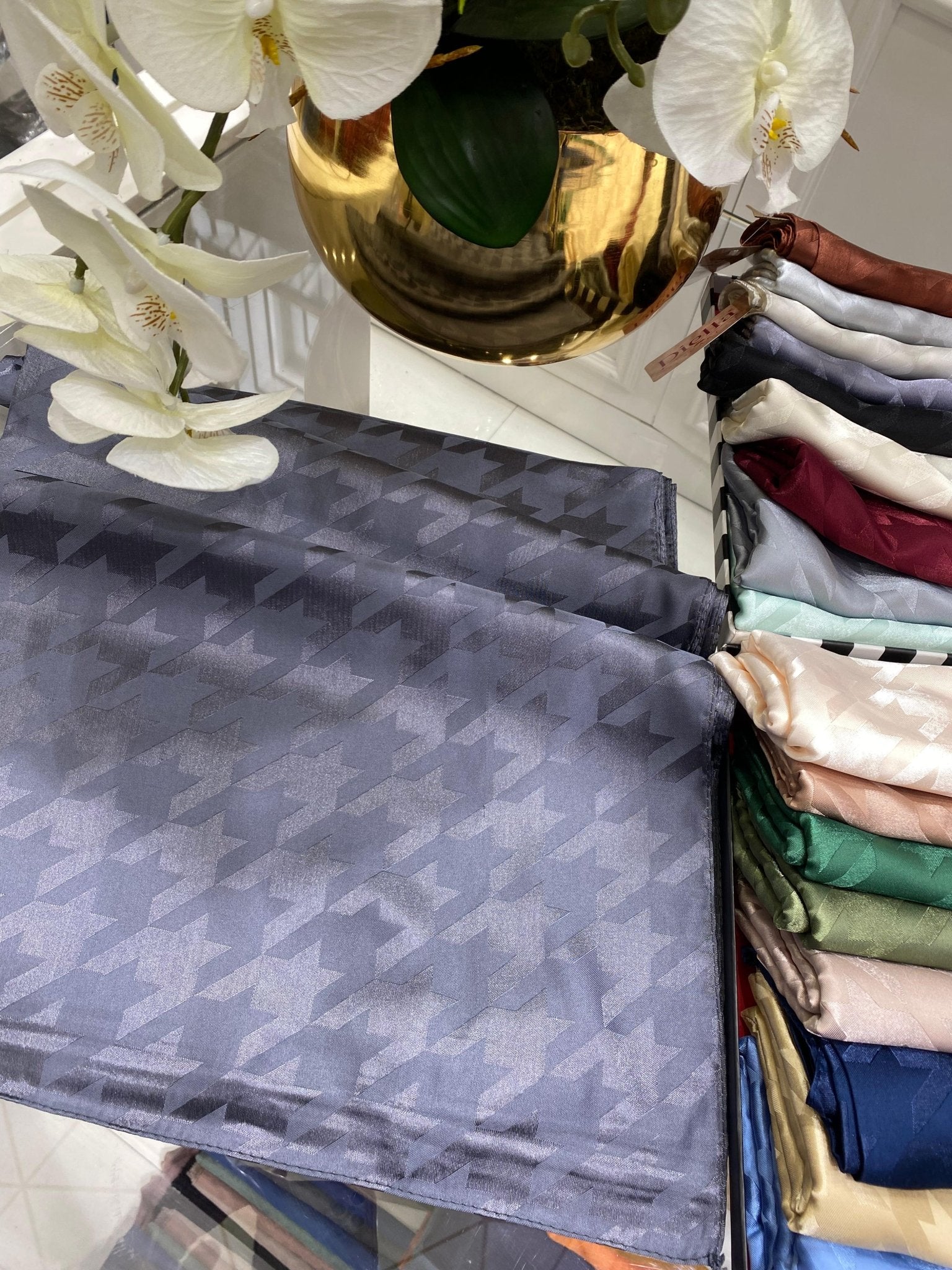 Kazayağı Desen Jakar Şal - Antrasit - Organic ScarfsOrganic Scarfs