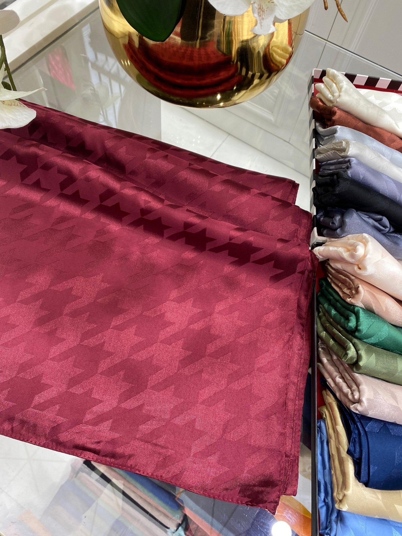 Kazayağı Desen Jakar Şal - Bordo - Organic ScarfsOrganic Scarfs