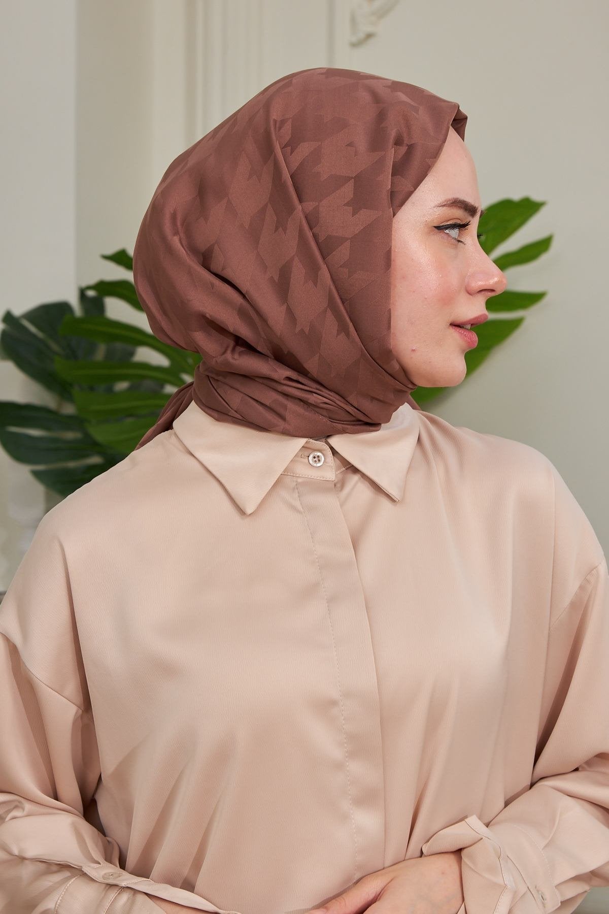 Kazayağı Desen Jakar Şal - Çikolata - Organic ScarfsOrganic Scarfs