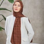 Kazayağı Desen Jakar Şal - Çikolata