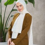 Kazayağı Desen Jakar Şal - Ekru