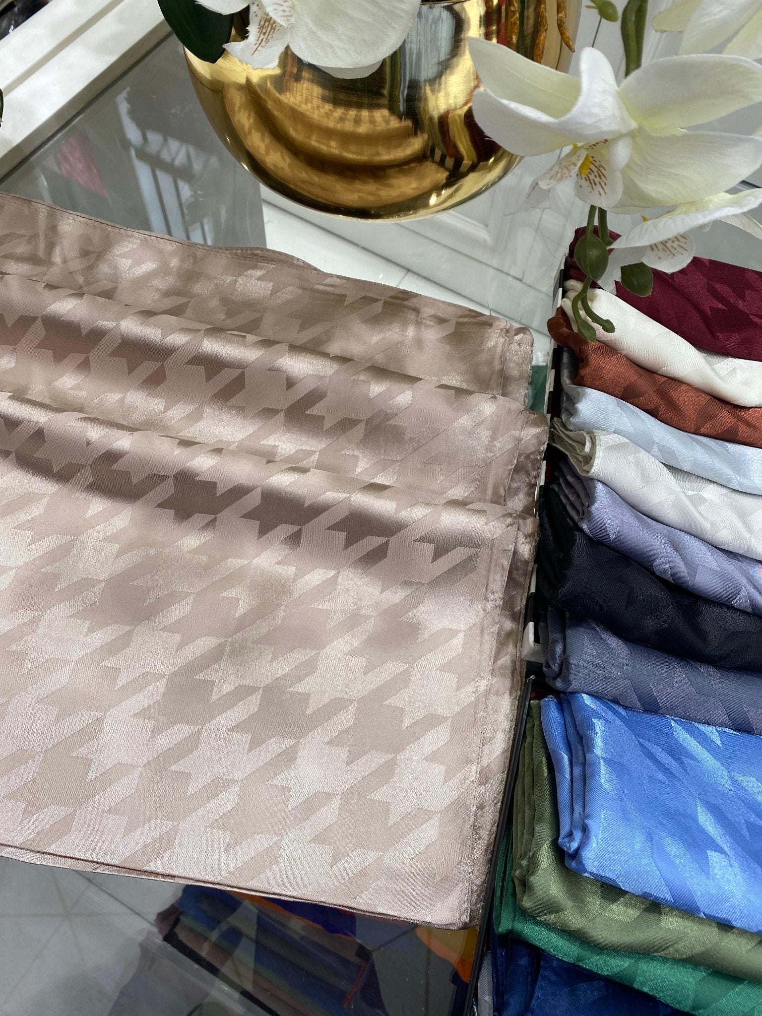 Kazayağı Desen Jakar Şal - Latte - Organic ScarfsOrganic Scarfs