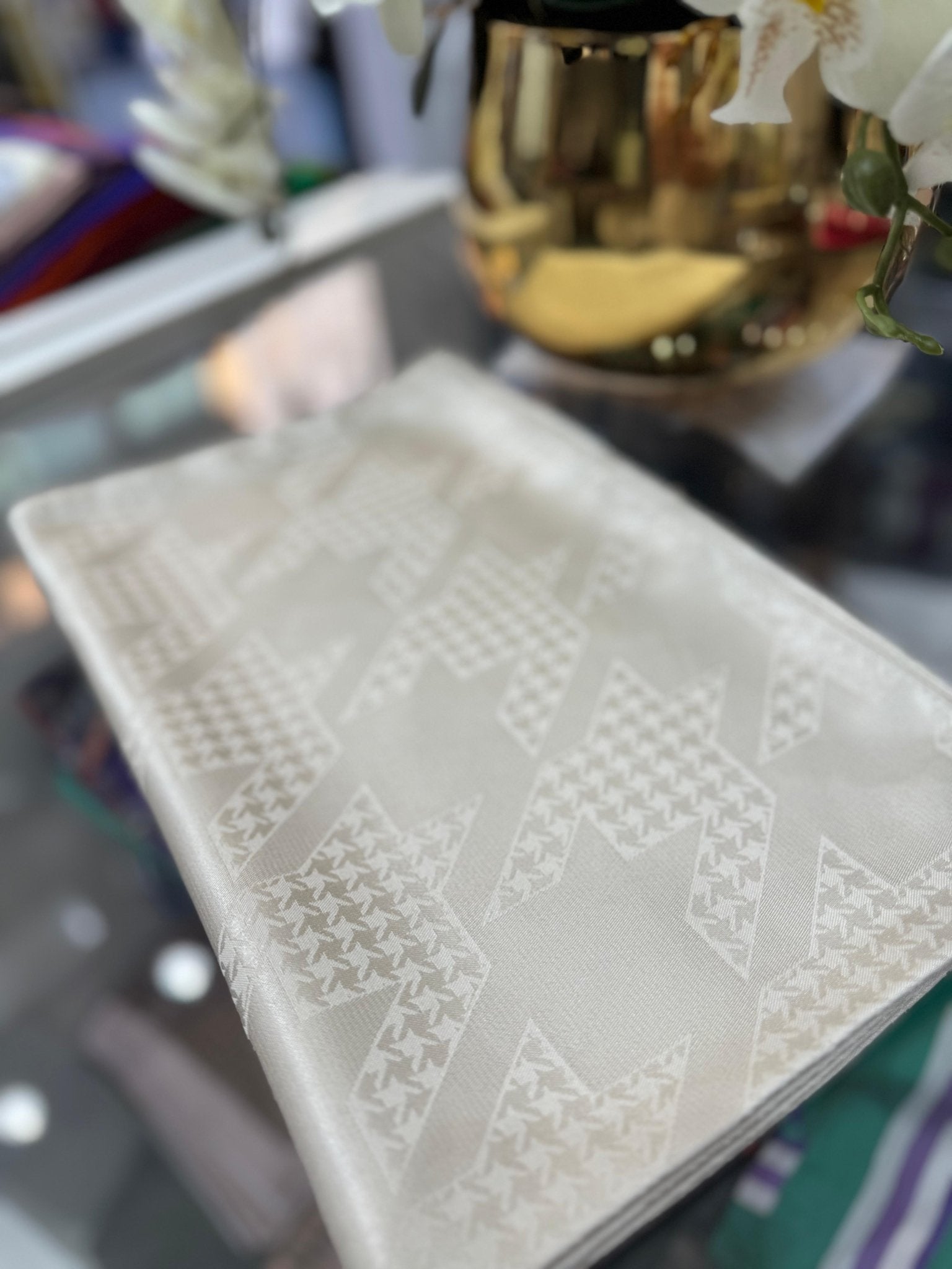 Kazayağı Minimal Desen Jakar Şal - Bej - Organic ScarfsOrganic Scarfs