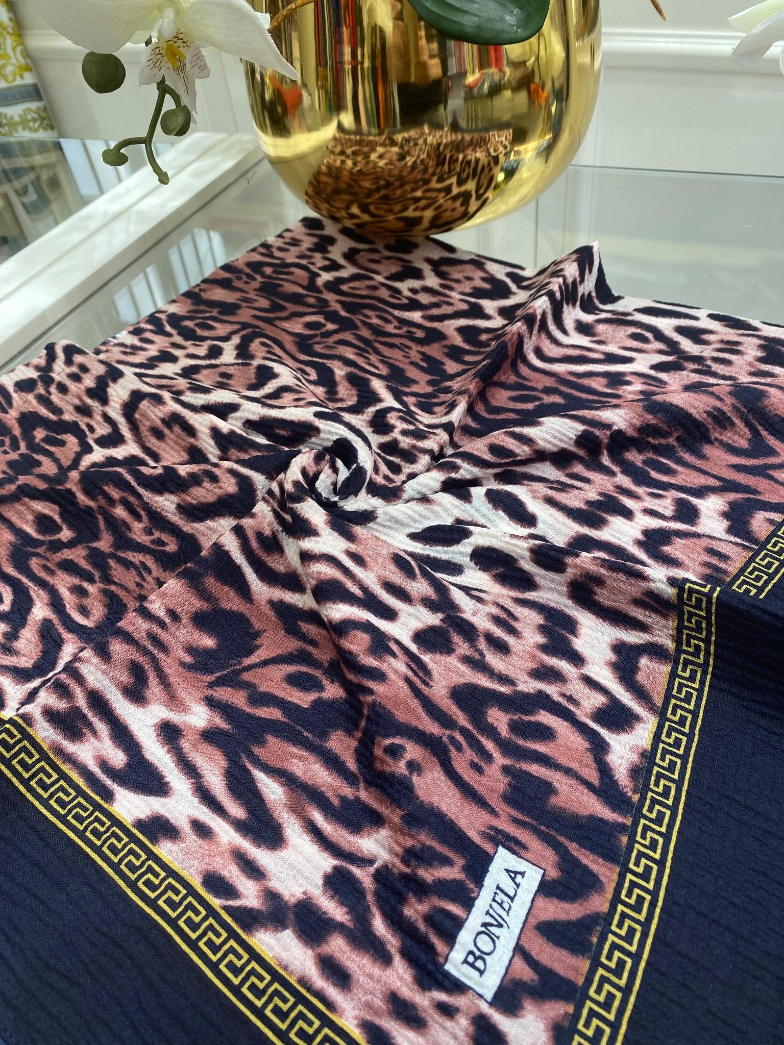 Leopar Desen Mio Caz Eşarp - Gül Kurusu - Organic ScarfsOrganic Scarfs
