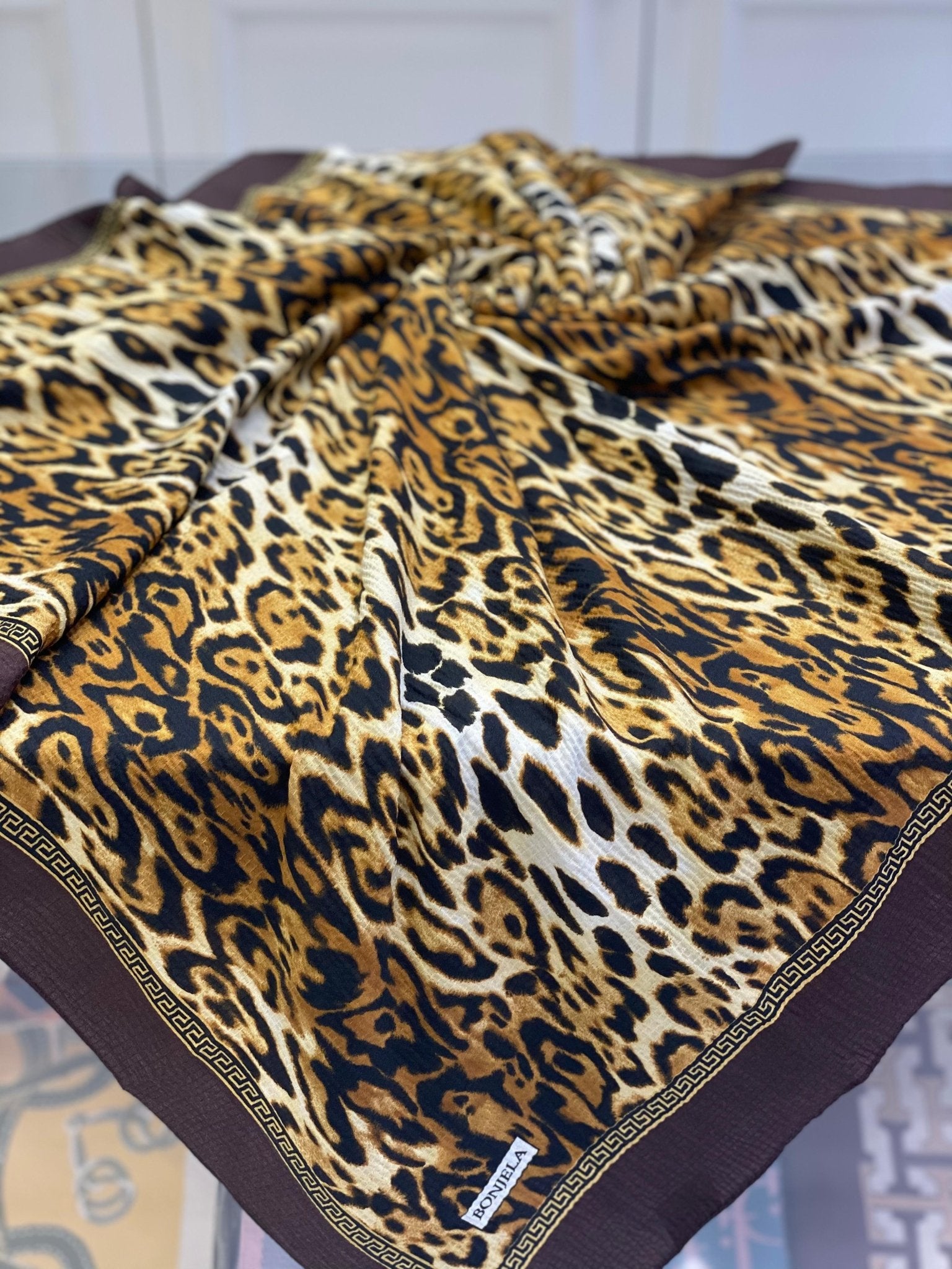 Leopar Desen Mio Cazz Eşarp - Kahverengi - Organic ScarfsOrganic Scarfs